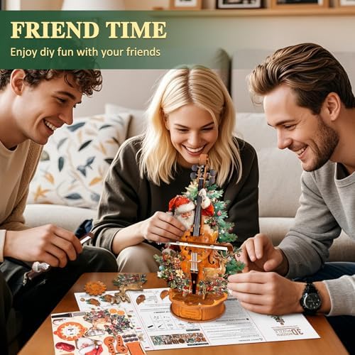 3D Wooden Puzzle Music Box for Adults-Christmas Cello Puzzle - Image 5