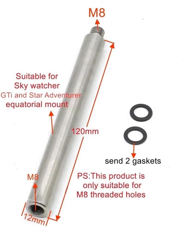 M12 Core Stainless Steel Counterweight Bar Telescope Accessories for Telescope Balance Pole(M8 Extension Rod) - Image 2