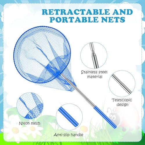 Simgoing 24 Pcs Telescopic Butterfly Fishing Nets for Kids, Outdoor Explorer Catching Kits, Insect Mesh Cage, Catching Insects Bugs Fishing, Extendable 34 Inch - Image 4