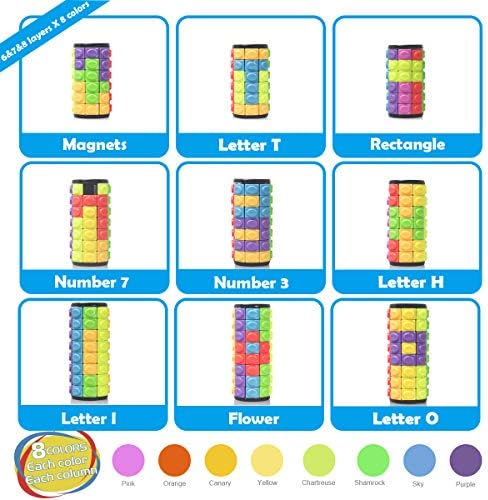R.Y.TOYS Rotate and Slide Puzzle-Design Patent,Fidget Toys(Restore Order/Create Patterns) 8 Colors,6, 7 and 8 Layers-Detach Piece for Quick Play,Brain Teaser,Sensory Toys,Easter Basket Stuffers - Image 2