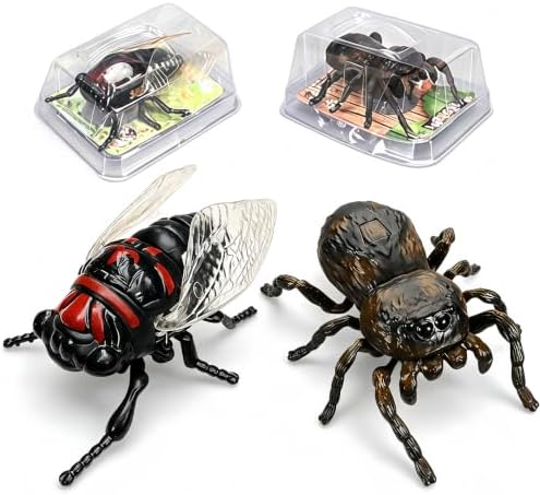 2-Pack Wind-Up Beetle Toy, Movable Head & Tail Bug(Summer Cicada+Spider) by YJHWLF