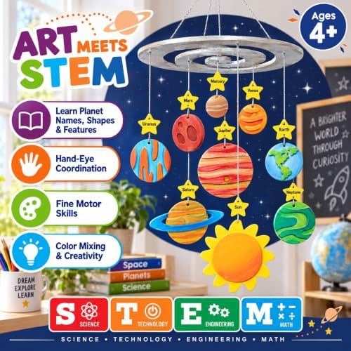 Works of Ahhh... Classic Wood Paint Kit - Solar System Mobile Craft Set - Kid - Image 5
