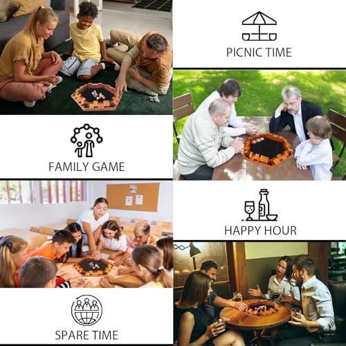 TooyBing Upgraded 1-6 Players Shut The Box Dice Game, Wooden Board Table Family Game for Kids and Adults with 16 Dice, Classic Tabletop Math Game for Pub Classroom Party, Gift for Christmas Birthday - Image 6