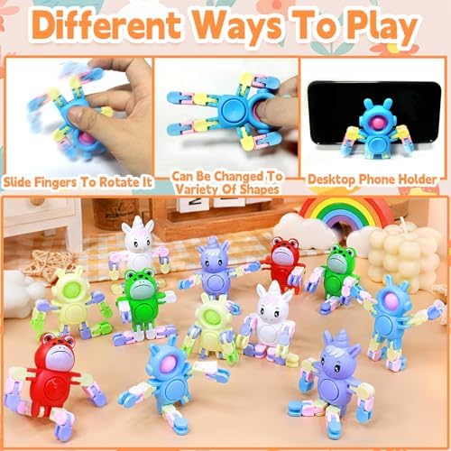 12 Pack Fidget Spinners Toys Transformable Animal Bunny Unicorn ,Stress Relief Sensory Toys for Boys Girls Toddler Teens Party Favors for Kids Goodie Bag Stuffers Filler Birthday Gifts Travel Toys - Image 3