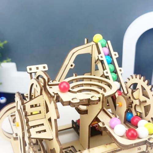 3D Wooden Roller Coaster Puzzle Motorized Marble Run Construction Kit - Image 6