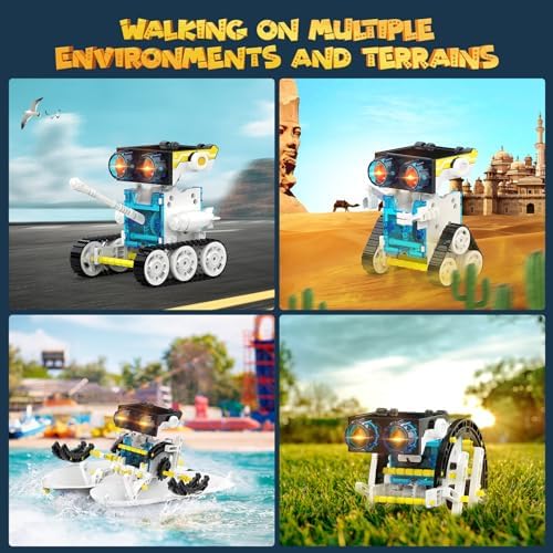 Wesfuner 30-in-1 STEM Solar Robot Kit Toys, 243 Pieces Educational Building Science Experiment Kit for Kids Aged 8-12, Birthday Gifts Kids Aged 8 9 10 11 12 13 Years Old(White) - Image 2