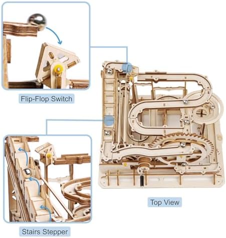 ROKR 3D Wooden Puzzles Marble Run Set - Mechanical Model Kit for Adults DIY Roller Coaster Toys Gifts for Adult (Marble Parkour) - Image 3
