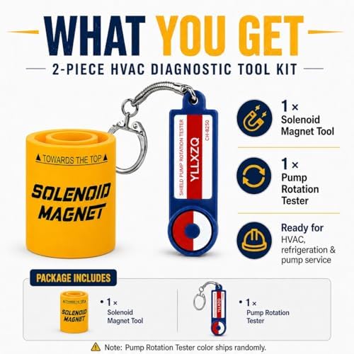 2-in-1 HVAC Diagnostic Tool Kit, 18mm Solenoid Magnet Tool & Pump Rotation Tester, Solenoid Valve Troubleshooting Magnet, AC Magnetic Field Detector, Rotation Checker for Valves(Yellow) - Image 6