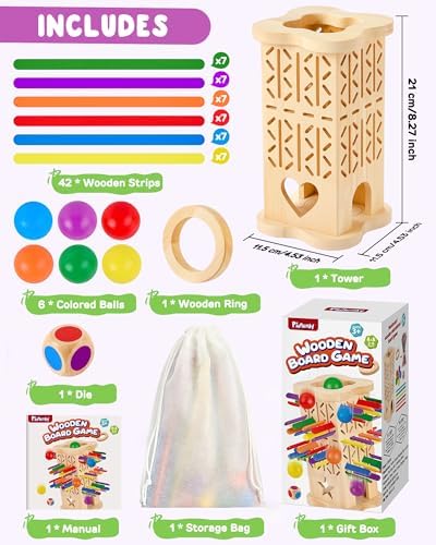 Montessori Wooden Board Game for Kids 3–8, Fine Motor Skills Toy 42 Strips - Image 2