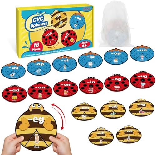 Kasfalci CVC Word Cards,CVC Word Games,Phonics Games,Speech Therapy Toys for Toddlers Kids,Learn to Read,Spelling Reading Learning Game,Kindergarten Preschool Learning Activities Educational Toy by Kasfalci