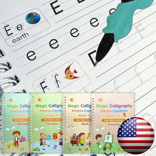 Magic Grooved Writing Practice for Kids - English, Small, 4 PCS by KILOGOGRAPH
