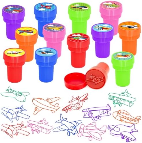 Cinrobiye 24 Pcs Airplane Stampers Party Favor Set, Cute Aviation Theme Stamps for Kids Birthday Party, Classroom Rewards, Carnival Prizes, Goody Bag Fillers, Travel & Sky Adventure Party Supplies by Cinrobiye