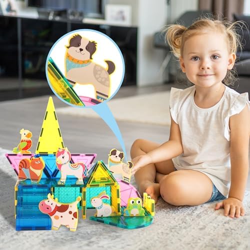 PicassoTiles 8 Piece Magnetic Farm Animal Figures, Building Add-On, Ages 3+ - Image 2