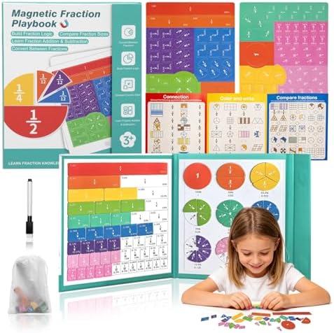 Magnetic Fraction Educational Puzzle for Kids – Fraction Manipulatives with Tiles & Circles, Montessori Magnetic Fraction Book for Elementary School, Visual Learning for Fractions Games by Unknown