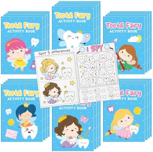 Bulk Tooth Fairy Activity Books, 48Pcs Mini Games Coloring Book Set for Kid by X1zuue