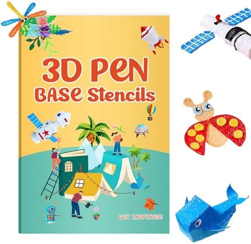 3D Printer Drawing Molds Paper Stencils for 3D Printing Pen,Reusable Graffiti Template,3D Pen Paper Stencils,42 Sheets 65 Patterns with PVC Transparent Board.(Large) by Gsiujch