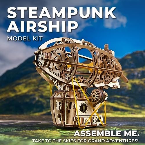 UGEARS Steampunk Airship 3D Wooden Puzzles for Adults - Wooden Model Kits for Adults Zeppelin Model Airship Steampunk Kit Brain Teaser, Hobby Set Home Decoration - Image 3
