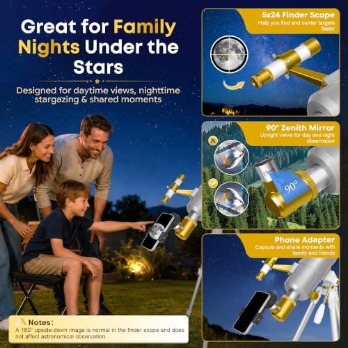 UncleHu 90mm Aperture 600mm Telescope for Adults Astronomy &Kids with Stool - Image 5