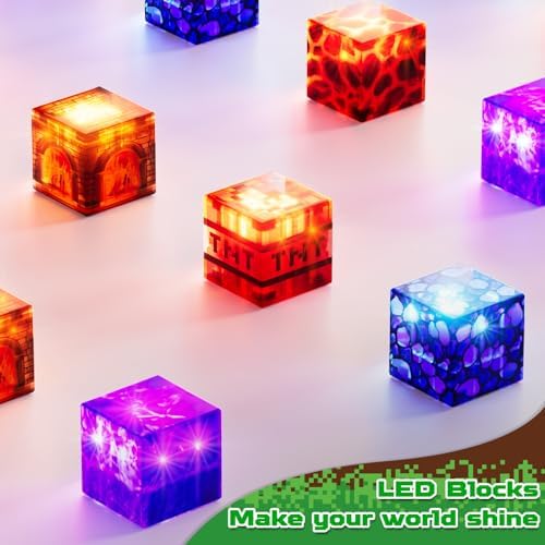 Magnetic Blocks - 150 PCS Dinosaur Volcano Forest Castle Set with Light Up Blocks - Kids Classroom Sensory Toy for Toddlers STEM, Construction Stacking Toy Kids 3+ Boys Easter Basket Stuffers - Image 5