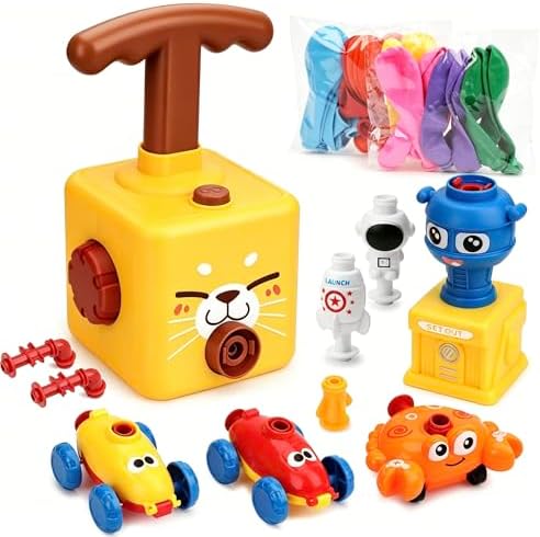 Balloon launcher Toy Set, Balloon Powered Cars, Balloon Car Toy with Pump, Creative Inflatable Balloon Pump Racing Car, Scientific Experiment Intelligence Education Preschool Children's toys(Cat) by interestmonkey
