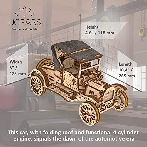UGEARS Retro Car Model T 3D Wooden Puzzles for Adults - Wooden Model Kits for Adults Model Classic Car Kits Hobbies for Men Models for Adult to Build Brain Teaser, Hobby Set - Image 2