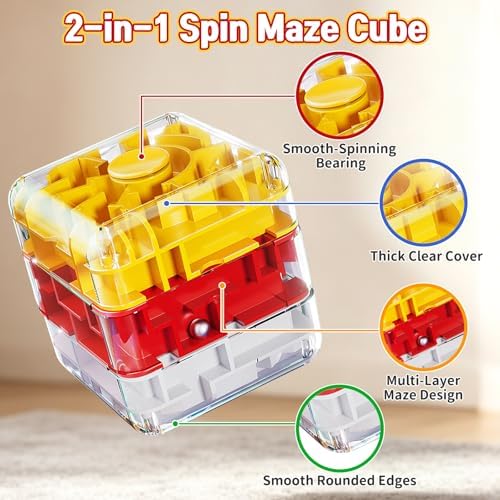 2-in-1 Fidget Spinner Maze Cube 3D Puzzle Brain Teaser 5 Level - Image 4