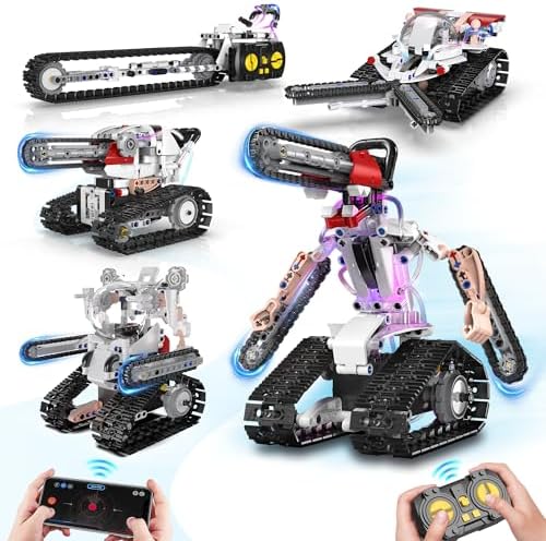 5 in 1 STEM RC Robot Building Kit for Boys, APP & Remote Control Erector Set RC Toys for Kids Blocks 419 Pcs, DIY Build Science Educational Gift for Age 6 7 8 9 10 11 12+ Boys & Girls by ResoseseRCCARS