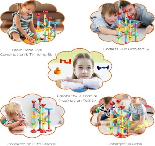 Jutoe 93Pcs Marble Run Set with 30 Glass Marbles Runs for Kids Girls Boys - Image 4