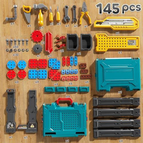Kids Tools Toy Sets, 2 in 1 Workbench Toys and Pretend Play Toolbox - Image 7