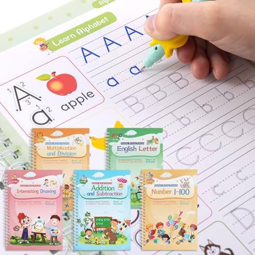 Magical Handwriting Workbooks Handwriting Practice Copybook Aid Magic Pen Reusable Copybook Grooves Template Design for Children Books Suitable for Children's Learning by BigTreeMagicCopybook