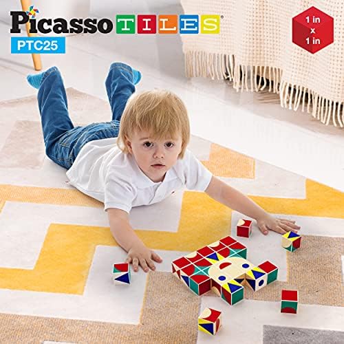 PicassoTiles Infinite Magnetic Puzzle Magic Cube Easy-Connect Brain Teaser Toy Set Magnet Pattern Block Matching Toys Free Ideabook 150+ Inspirations STEM Learning Kids Boys&Girls Age3+ PTC25 - Image 3