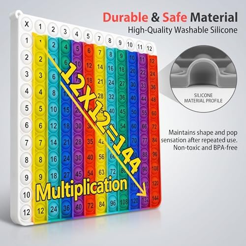 Multiplication Learning Board, 12x12 Multiplication Tables, Push Bubble Sensory Classroom & Home Learning Multiplication Chart Tool，Fidget Game for Teachers to Create a Variety of Math Operations - Image 2