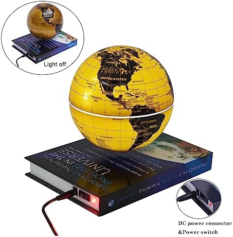 Magnetic Levitation Globe w/Book-Shaped Base, 6 Inch Rotating Geographic Globe with LED Light, Auto Rotation Suspended Floating World Map Night Light for Table Desk Decor Holiday Gift, Gold - Image 5