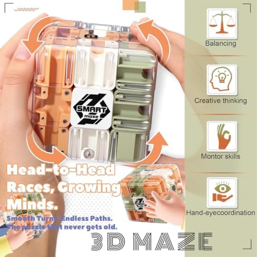 2 Sets Large Labyrinth 3D Maze Cube Puzzle Maze Game Gravity 3D Puzzle Cube Brain Teaser Ball Games for Kids Education Sensory Toys Gift for Adults (Classical,Green) - Image 4