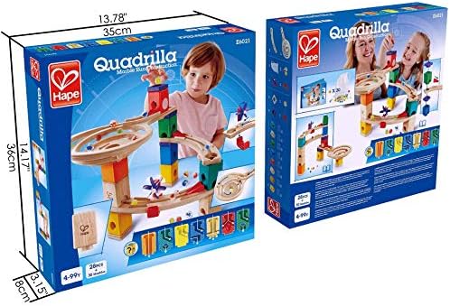 Hape Quadrilla Race to Finish Wooden Blocks with Marble Run Play - Image 6