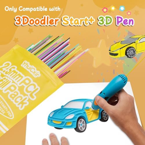 300 Pieces 3D Pen Refills Pack for 3Doodler Start+ Pen 30 Colors 2.5 mm Low Temperature 3D Pencil PCL Filaments Not Compatible with Other 3D Printing Pens - Image 3