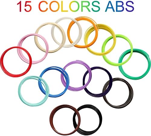 15 Colors 3D Pen ABS Filament Refill, Each Color 3.5Meters, Total 52.5m 3D Pen / 3D Printer ABS Refills Sample Pack, Support for MYNT3D / SCRIB3D Printing Pen and 3D Printer Well - Image 2