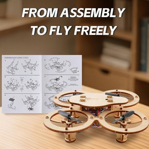 DIY Wooden Drone Assembly Kit, Wooden Drone Building Kit, Remote Control Mini Quadcopters, DIY Assembly Drones with 4-Axis Flight, Creative Building Model for Kids and Adults (2 PCS) - Image 5