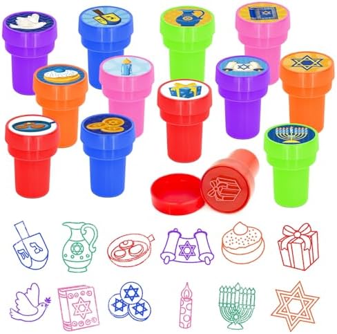 Cinrobiye 24 Pcs Hanukkah Stampers Party Favor Set, Cute Jewish Holiday Stamps for Kids Hanukkah Celebration, Classroom Rewards, Goody Bag Fillers, Holiday Party Supplies by Cinrobiye