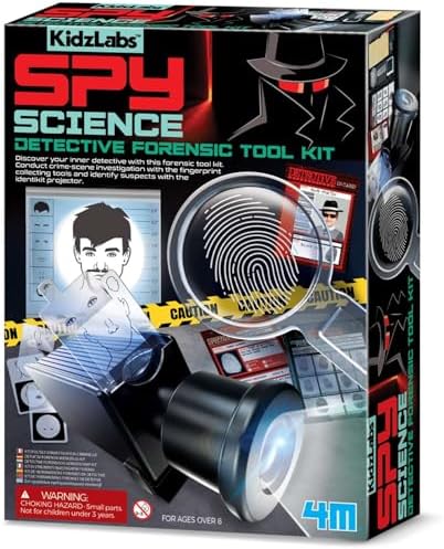 4M Detective Forensic Science Kit for Kids Ages 8-12 – Fingerprint Analysis & Facial Composite Projector, STEM Crime Scene Investigation Set by 4M