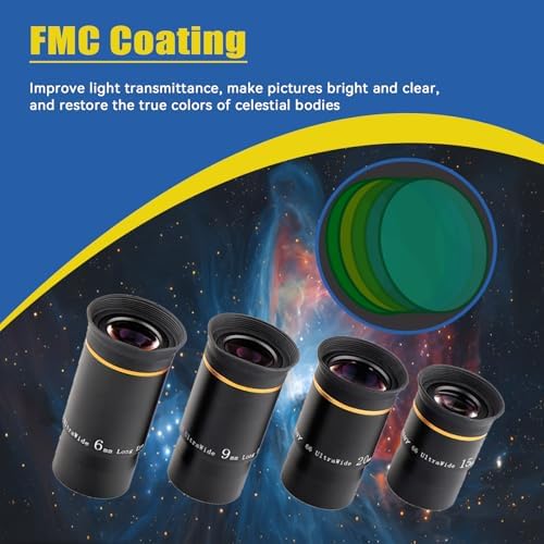SVBONY Telescope Eyepiece, Gold Line Eyepiece Set 6mm 9mm 15mm 20mm, 1.25" - Image 2