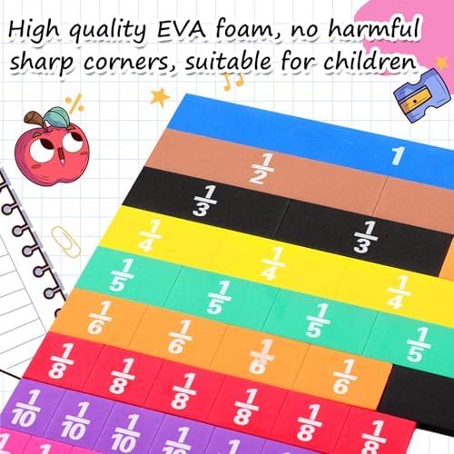 Sayglossy 10 Sets Fraction Set for Math Classroom Fractions Manipulatives Math Manipulatives for Home School Supplies (Tiles) - Image 4