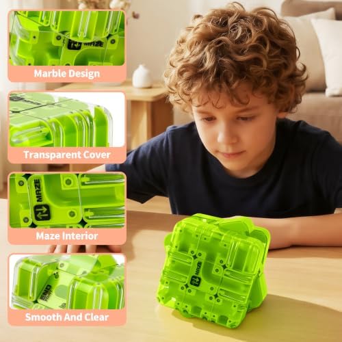 3D Maze Cube Ball Puzzle Brain Teaser for Adults & Kids, Educational Learning Toys Logical Thinking, Family Board Games Tabletop, Durable Puzzle Cube (Brown, 3.3x3.3x3.3) - Image 5