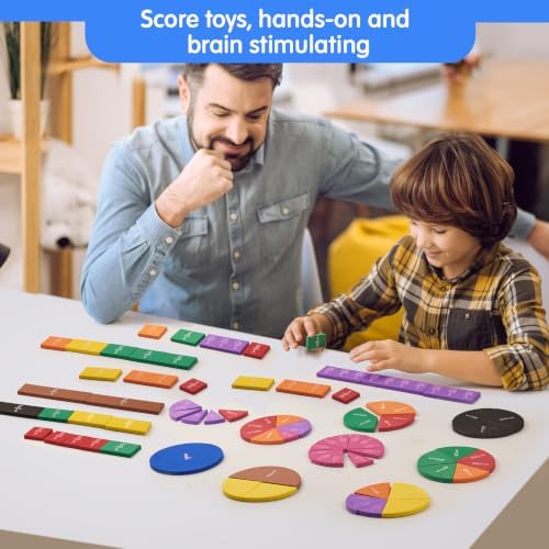 TOMMYHOME Magnetic Fraction Tiles for Kid's Maths Toys.Standing Teaching aids for Primary .Help Kids Learn Fractions (R+Rectangular) - Image 5