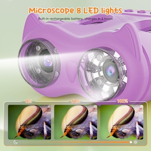 2-in-1 Kids Microscope Telescope, Temodu 2.0" 1000X Digital Microscope for Kids, HD Portable Education Telescope for Kids Birthday Festival Gift, Science Fun Toys for Children Age 4-12 (Purple) - Image 7