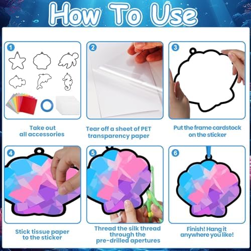 Qyeahkj 36Set Sea Animals Suncatchers Crafts Kit for Kids - Image 3