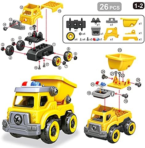 4-in-1 Take Apart Car Toys for Boys, DIY Engineering Construction Trucks - Image 3