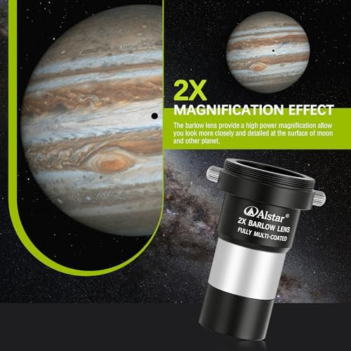 Alstar 1.25 inch 2X Barlow Lens - Bundle with - 7 to 21mm Zoom Lens Telescope Eyepiece - Image 5