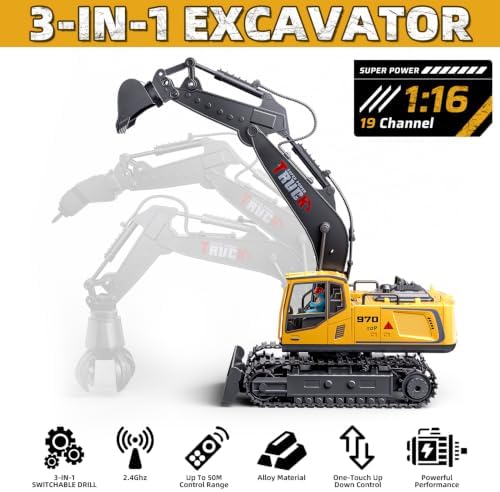 Remote Control Excavator for Adults&Kids,1:16,RC 19 Channel 3-in-1 - Image 3