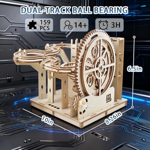 YSWOOD WORLD 3D Wooden Puzzles for Adults, DIY Model Marble Run Kit - Image 2